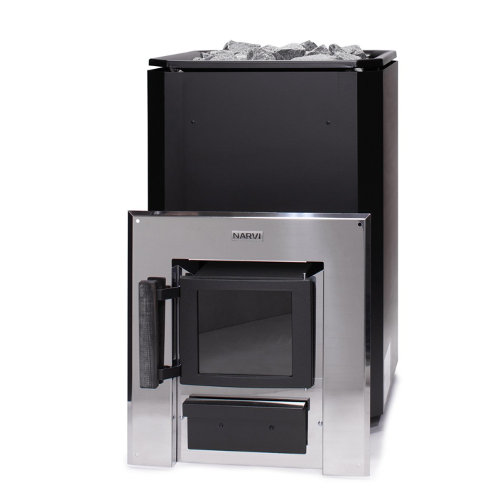 Piec opalany drewnem NARVI BLACK 20 TW Tunel - obrazek 3