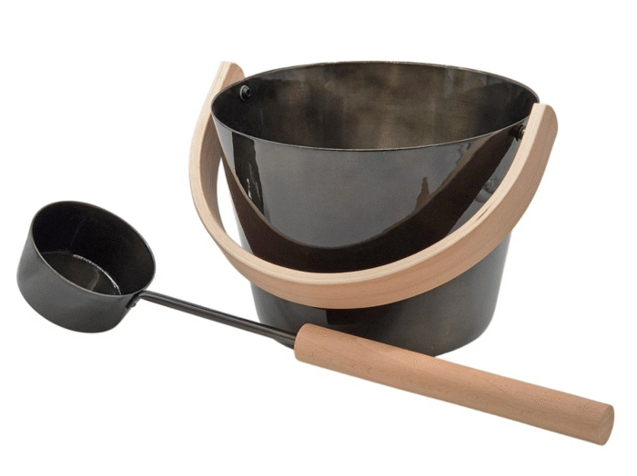 Ceber 5L i chochla do sauny z lakierowanego metalu SAUNIA - obrazek 1