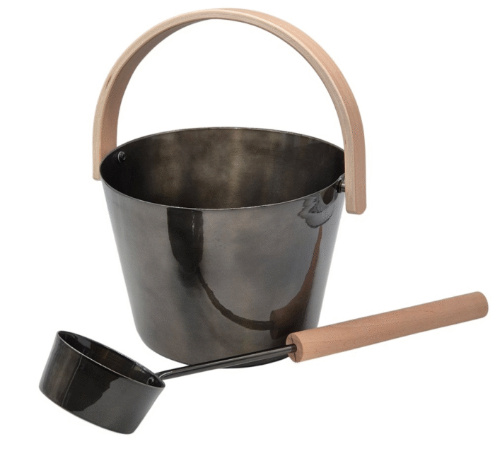 Ceber 5L i chochla do sauny z lakierowanego metalu SAUNIA - obrazek 2