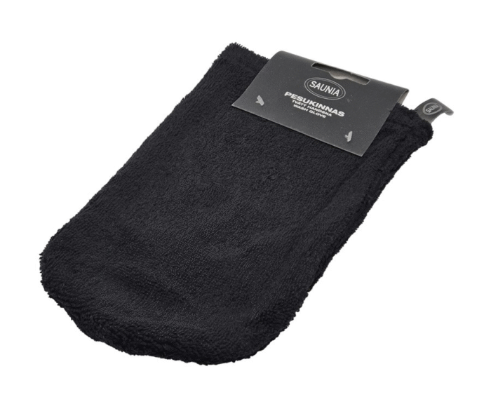 Rękawica do mycia czarna, z frotte lnianej - SAUNIA - obrazek 2