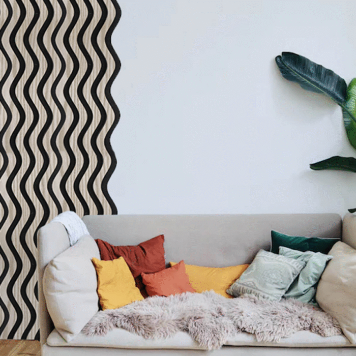 Lamele ścienne akustyczne na filcu S-Line Dąb Ciemny Fornir 2,1 x 30,5 cm – dł. 2,7 m - obrazek 6