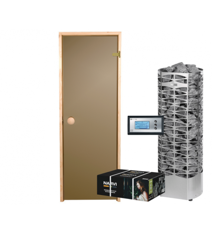 Zestaw piec NARVI Saana E, sterownik NoviCon SI-12, drzwi - obrazek 1