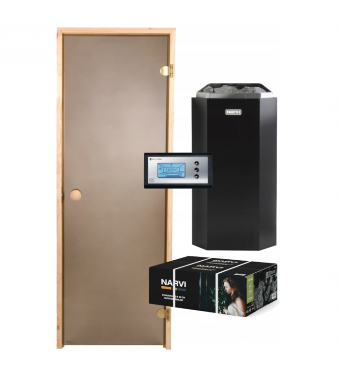 Zestaw piec NARVI Minex E, sterownik NoviCon SI-12, drzwi - obrazek 1