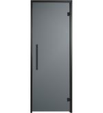 Drzwi do sauny fińskiej i łaźni parowej ISAUNA Robin M (ościeżnica aluminiowa/czarne zawiasy)