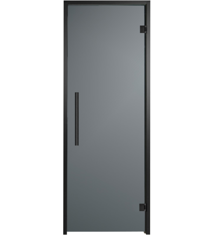 Drzwi do sauny fińskiej i łaźni parowej ISAUNA Robin M (ościeżnica aluminiowa/czarne zawiasy) - obrazek 1