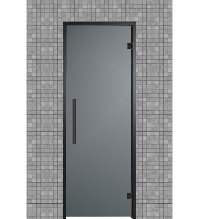 Drzwi do sauny fińskiej i łaźni parowej ISAUNA Robin M (ościeżnica aluminiowa/czarne zawiasy) - obrazek 2